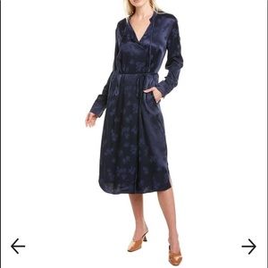 Vince Dress  New With tags Jacquard MIDI
Dress in marine with off-center tie.XS